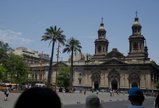 Metropolitan Cathedral in the Arm Square of Santiago de Chile. Chile.