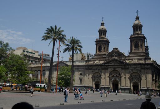 Metropolitan Cathedral in the Arm Square of Santiago de Chile. Chile.