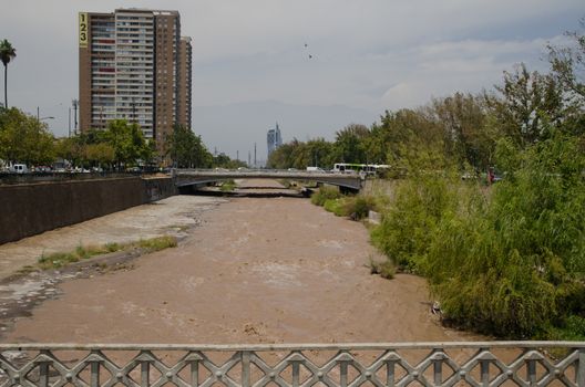 Mapocho river in Santiago de Chile. Chile.