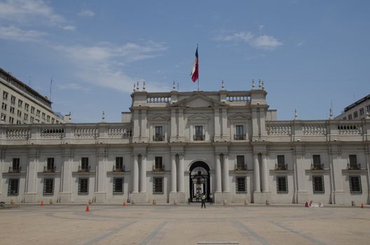 La Moneda Palace in the The Constitution Square. Santiago de Chile. Chile.