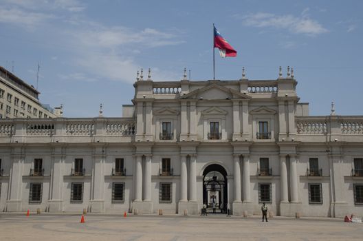 La Moneda Palace in the The Constitution Square. Santiago de Chile. Chile.