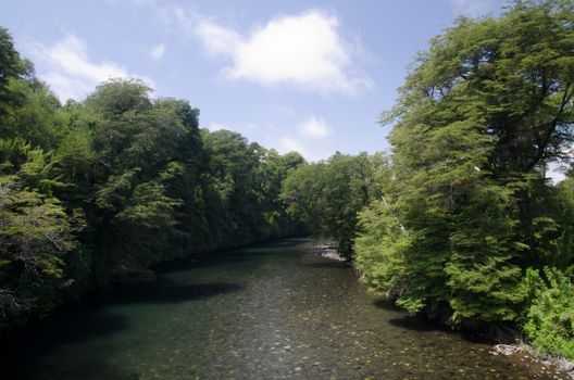 Cautin River in the Araucania Region. Chile.