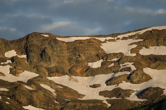 Mountain summit in the Conguillio National Park. Araucania Region. Chile.