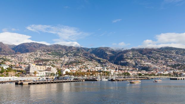 The waterfront of Funchal on the Portuguese island of Madeira.