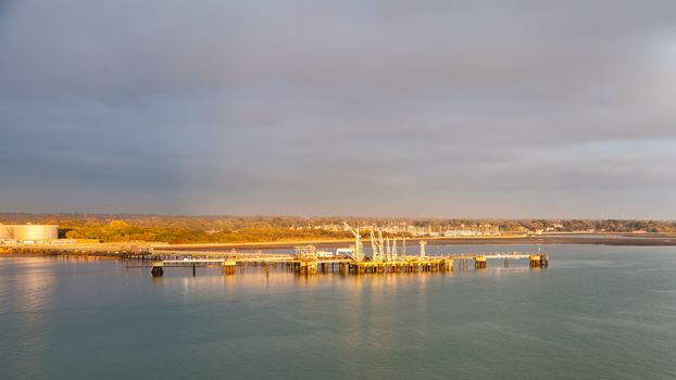 Hamble fuel teminal on Southampton Water in southern England is owned by BP.  The terminal is supplied by a pipeline running under Southampton Water from Fawley oil refinery.