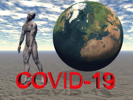 stop coronavirus and sky clouds - 3d rendering