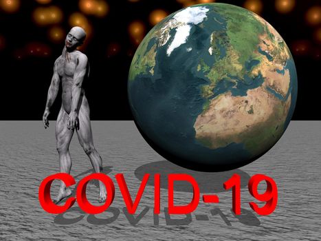 stop coronavirus and sky clouds - 3d rendering