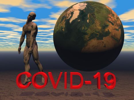 stop coronavirus and sky clouds - 3d rendering