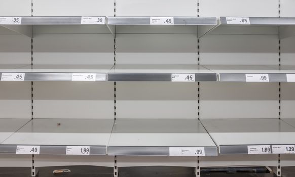 Empty Supermarket Shelves After Panic Buying During The Coronavirus Pandemic