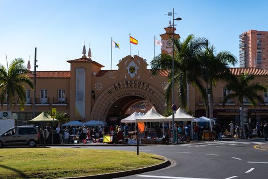 Santa Cruz de Tenerife, Spain -January 19, 2020:  The Recova hosts el Mercado de Nuestra Senora de Africa, the main market in Santa Cruz which opened in 1944.