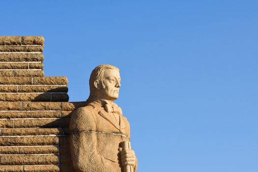 The cornerstone Andries Pretorius statue of the Voortrekker Monument cultural memorial, Pretoria, South Africa