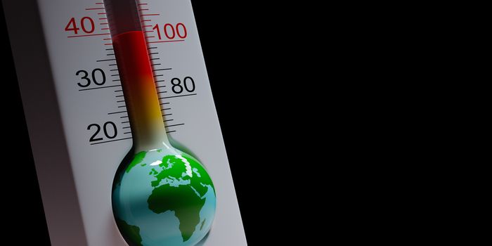 Earth in the Shape of a Thermometer Close up on Black Background with Copy Space 3D Illustration, World Pandemic Concept