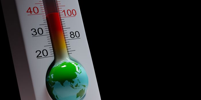 Earth in the Shape of a Thermometer Close up on Black Background with Copy Space 3D Illustration, World Pandemic Concept