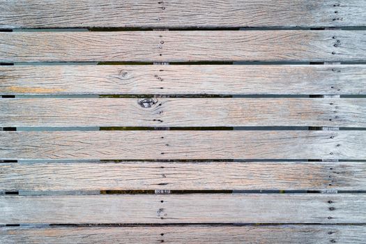 Top View Off, an old wooden bridge crossing the canal, built firmly.