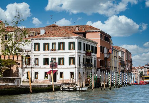 Buildings and boats by the Grand Canal in Venice