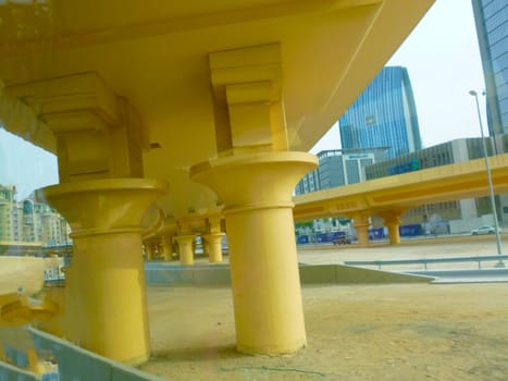 under the concrete bridge
