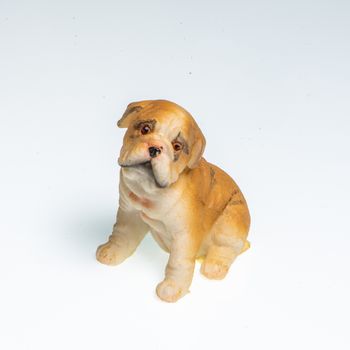Miniature depicting an English Bulldog breed dog on a white background