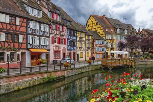 Colmar city, houses and canal by day, France