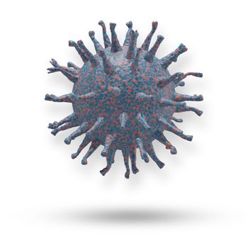 Coronavirus or COVID-19 cells in human body. Respiratory virus in microscopic view. illustration of 3D render. Isolate on white background. Concept of health care.