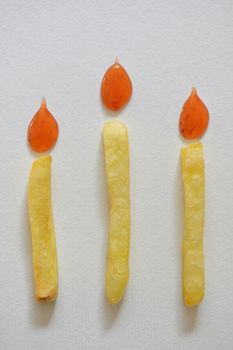 Abstract Birthday Burning French Fries Candle