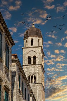 Old Bell tower in the walled city of Dubrovnik, Croatia