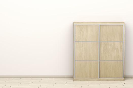 Wood wardrobe with sliding doors
