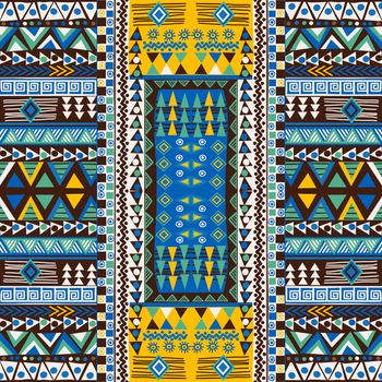 Doodle african pattern with geometric motifs