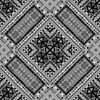 Black and white ethnic patchwork design
