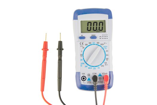Digital multimeter isolated on white background with clipping path