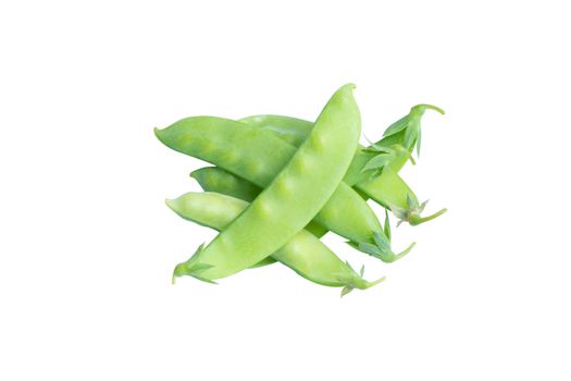 Sugar Pea, Snow peas isolated on white background with clipping path
