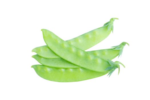 Sugar Pea, Snow peas isolated on white background with clipping path
