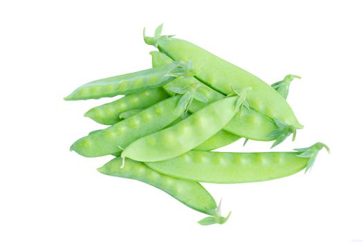 Sugar Pea, Snow peas isolated on white background with clipping path
