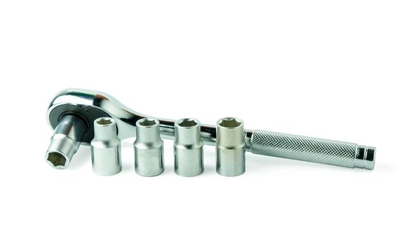 Socket spanner wrenches isolated on white background with clupping path 