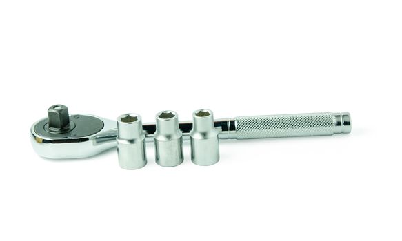 Socket spanner wrenches isolated on white background with clupping path 