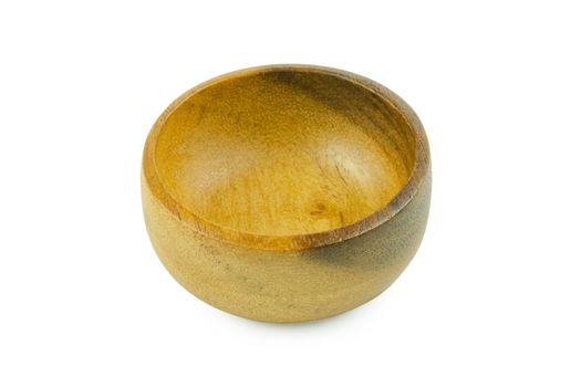 Empty wooden bowl isolated on white background with clipping path

