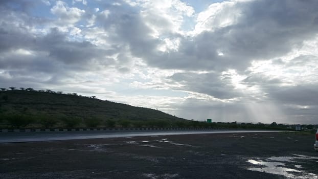 the roadside during rainy season