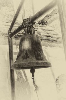 Old grunge bell. Greek monastery.