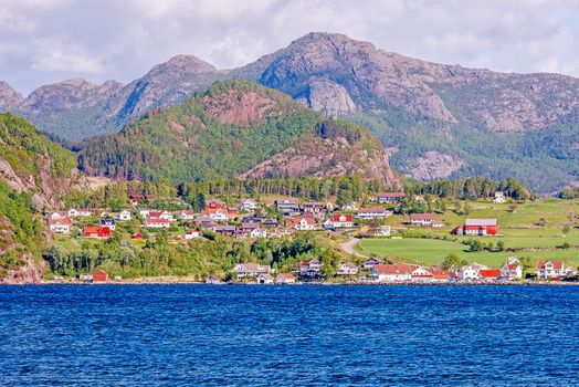 Typical Norwegian fjord village