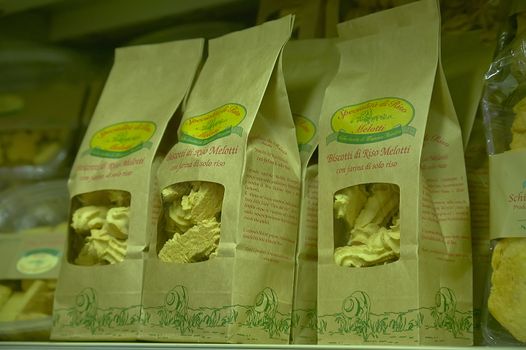 FRATTA POLESINE, ITALY 18 MARCH 2020: Shelves of a grocery store