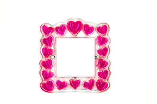 Square dish with multiple hearts on a white background