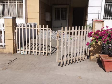 the wooden gates of a house