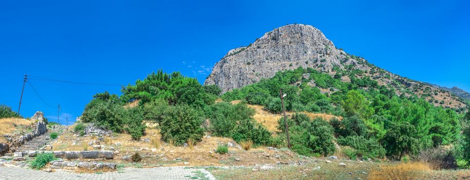 Ruins of the Ancient greek city of Priene in Turkey on a sunny summer day