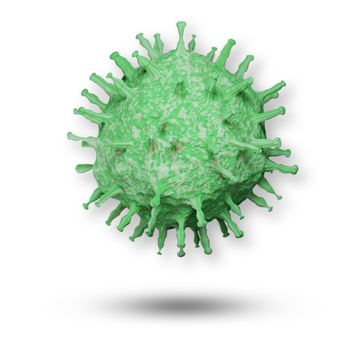 Coronavirus or COVID-19 cells in human body. Respiratory virus in microscopic view. illustration of 3D render. Isolate on white background. Concept of health care.