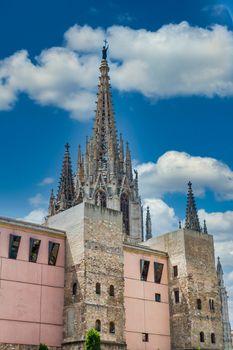Gothic spires rising out of Barcelona, Spain