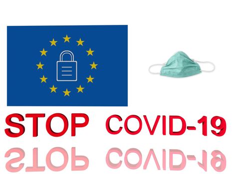 stop coronavirus and europe white background - 3d rendering