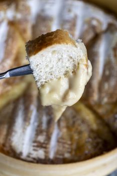 swiss cheese fondue with bread