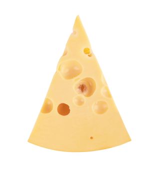 piece of cheese isolated on a white background