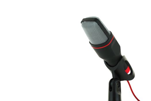 A black and red microphone isolated on white