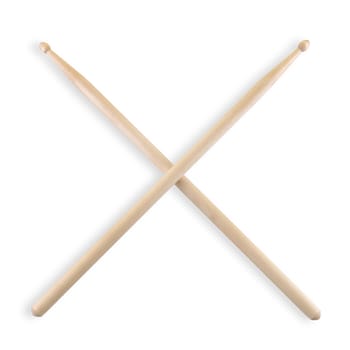 A set of crossed drum sticks isolated on white