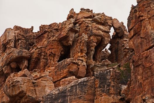 Interesting sandstone rock formations in the Cederberg range were formed by wind erosion.